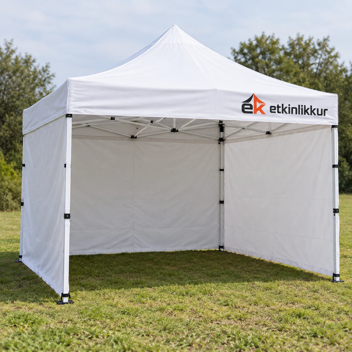 3×3 Gazebo 40’lık Çelik Gövdeli 3 Adet Tam Duvarlı Model