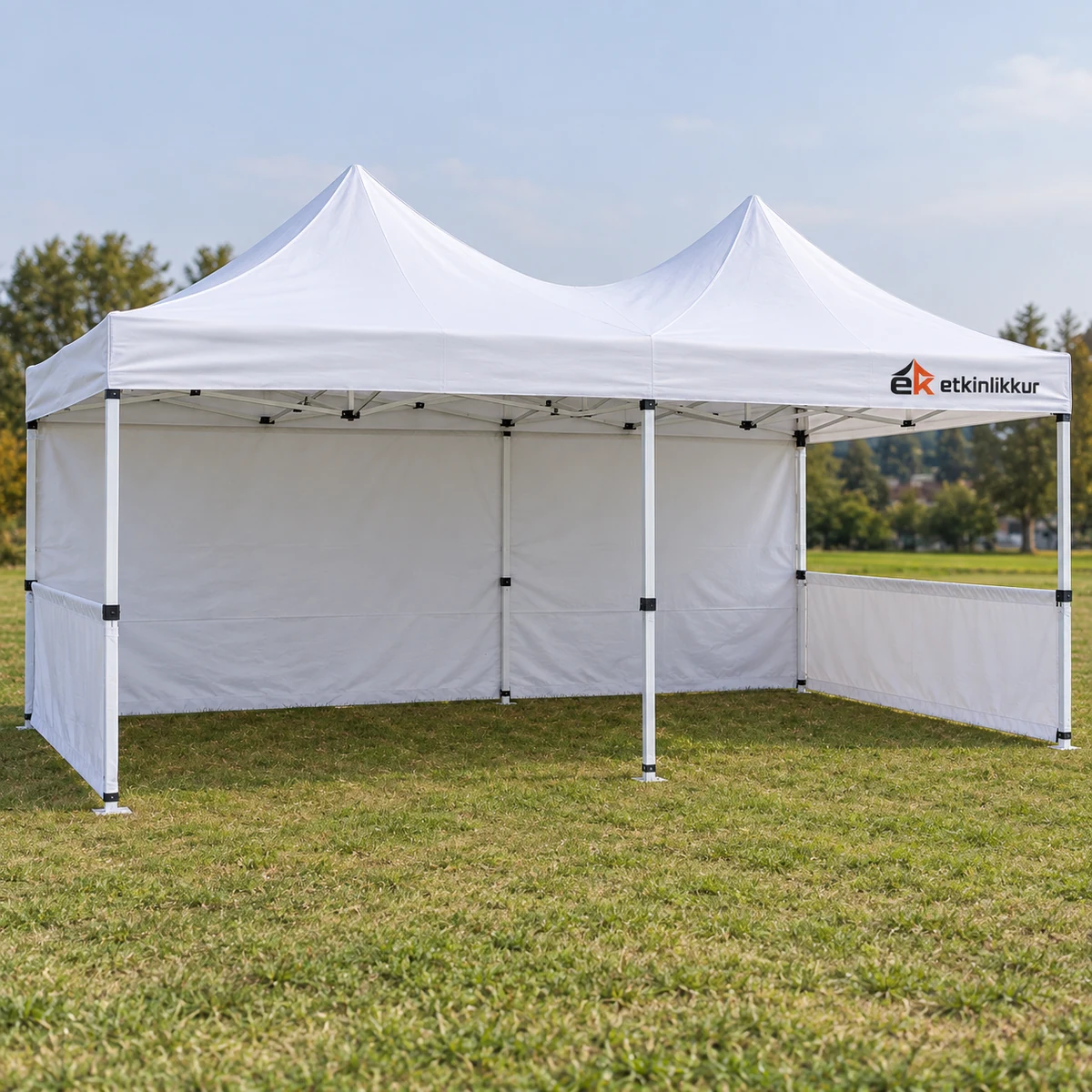 3×6 Gazebo 40’lık Çelik Gövde 1 Adet Tam 2 Adet Yarım Duvarlı Model